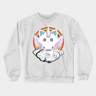 Unicorn on Rainbow Crewneck Sweatshirt